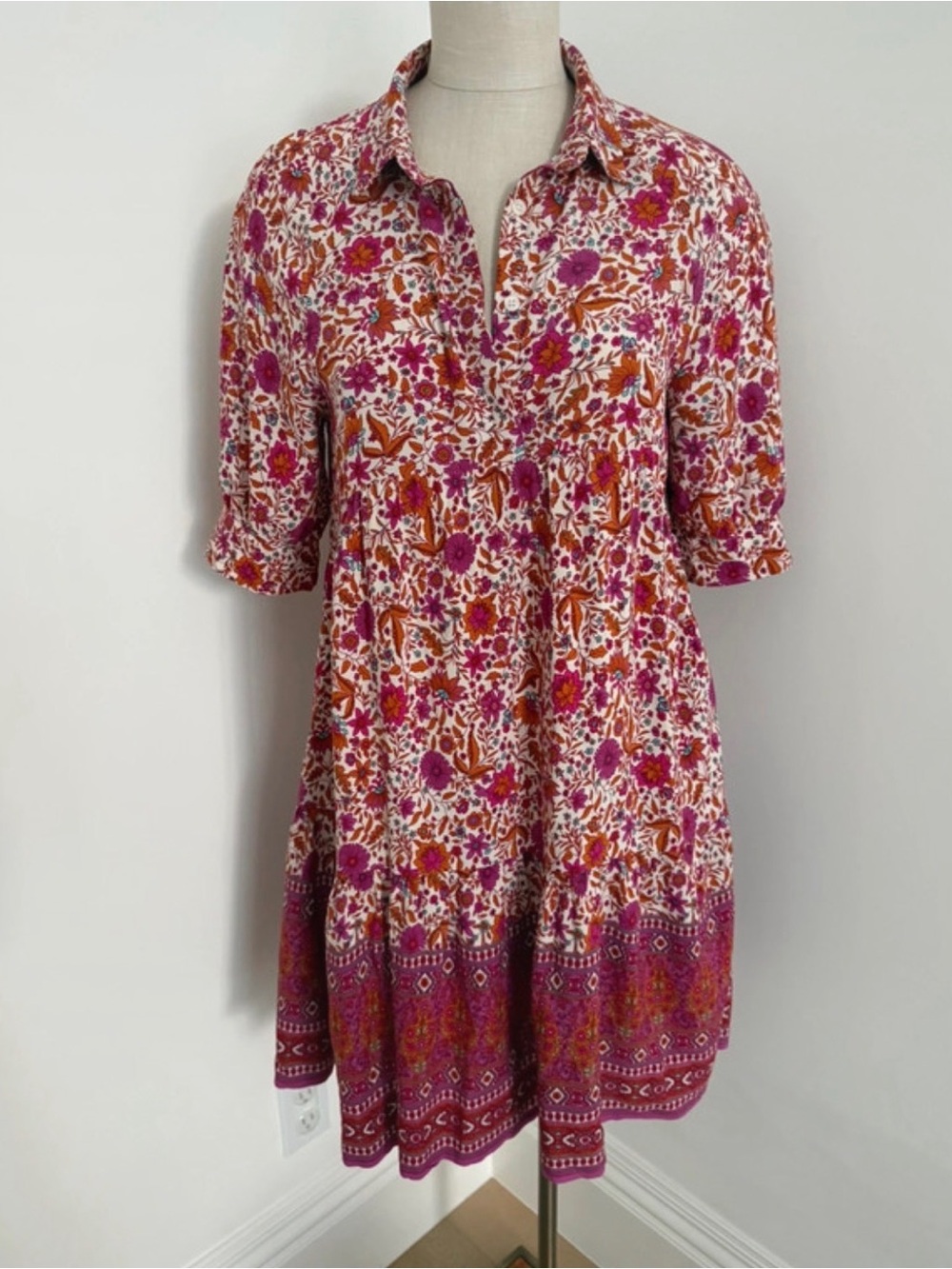 NATURAL LIFE Pink & Orange Floral Mini Dress